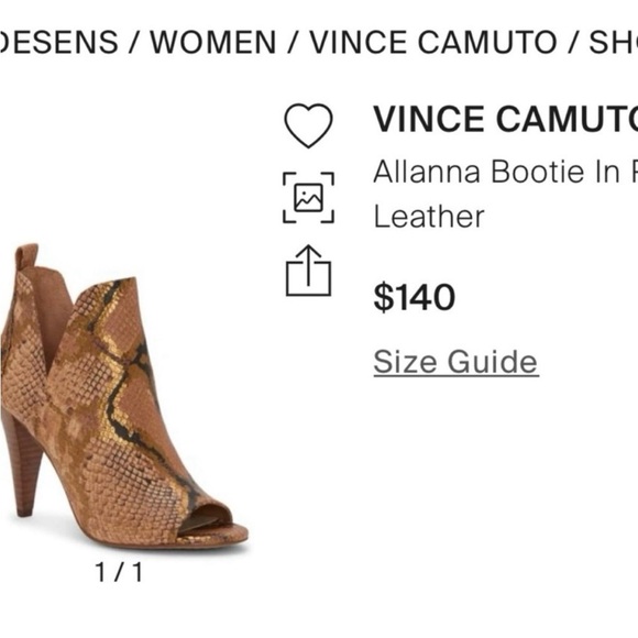 Vince Camuto Allanna Snakeskin Print Peep Toe Stiletto Booties brown copper NIB - Picture 8 of 11
